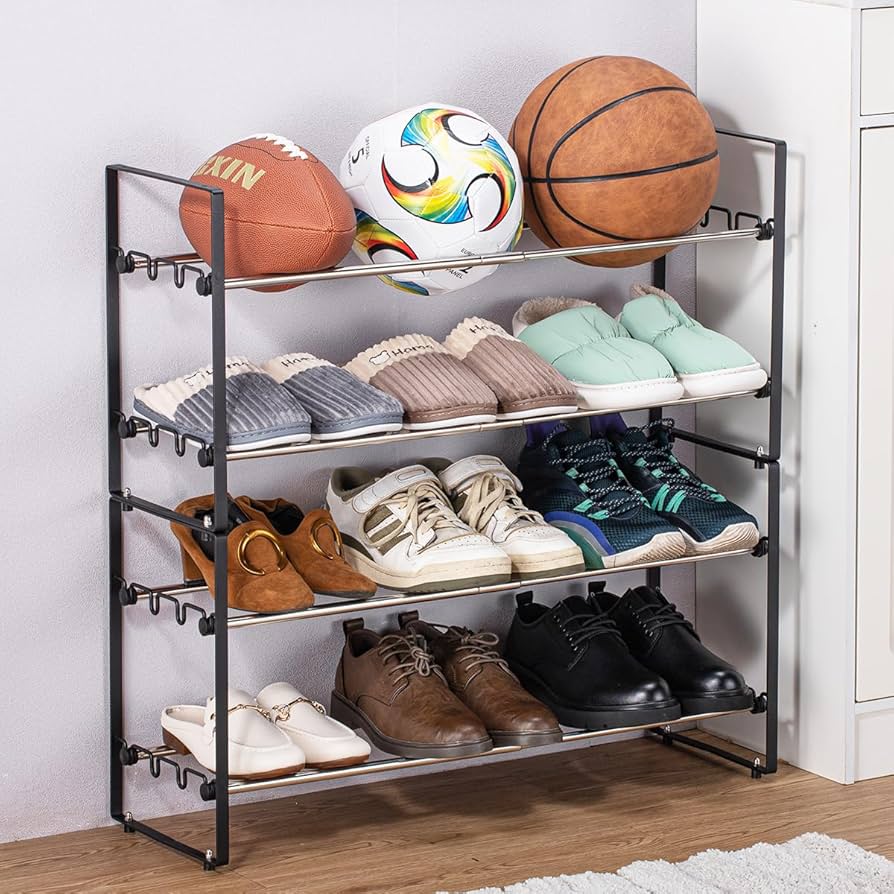 Amazon.com: L&H UNICO Adjustable 4 Tier Metal Shoe Rack